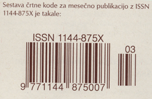 Primer črtne kode ISSN